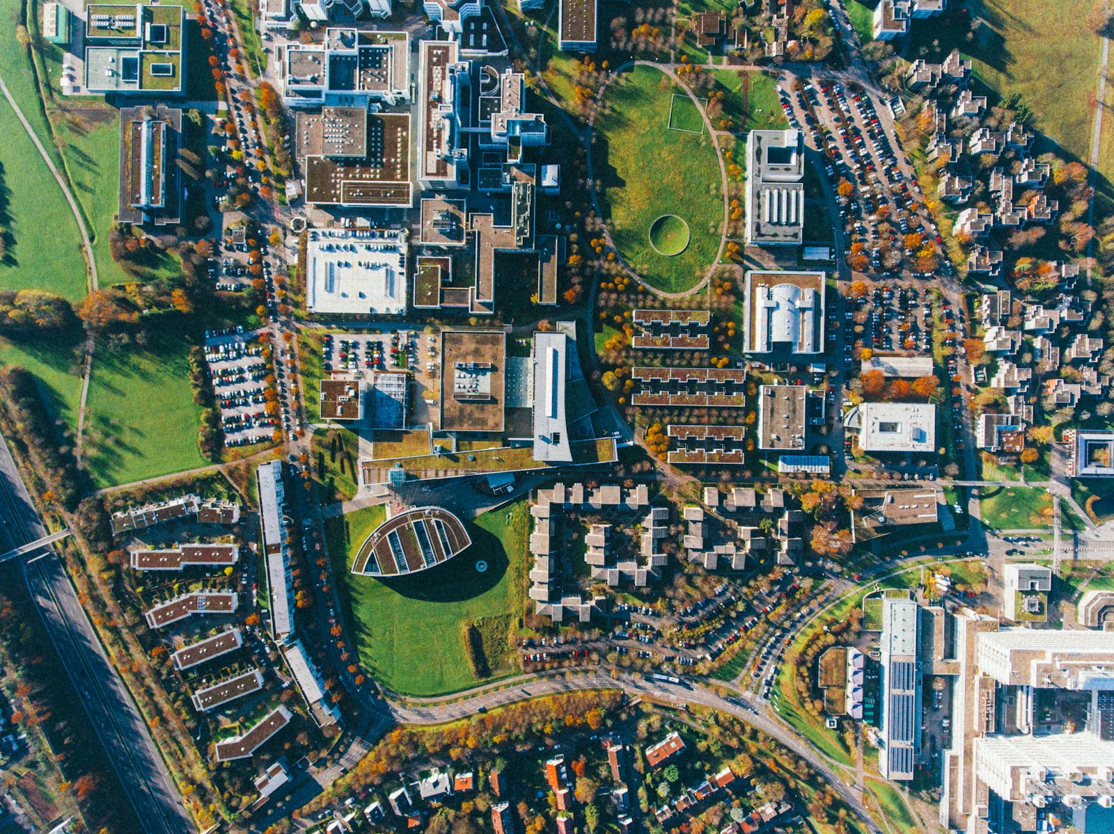 Aerial view of a facility campus