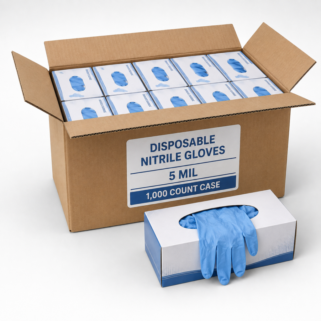 Disposable Nitrile Gloves — 5 Mil, 1,000-Count Case