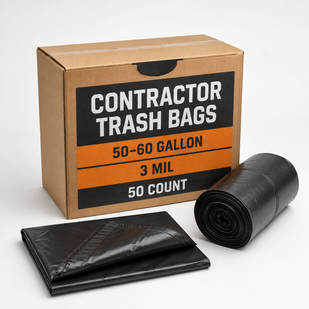Heavy-Duty Contractor Trash Bags — 50–60 Gallon, 3 Mil, 50-Count Case