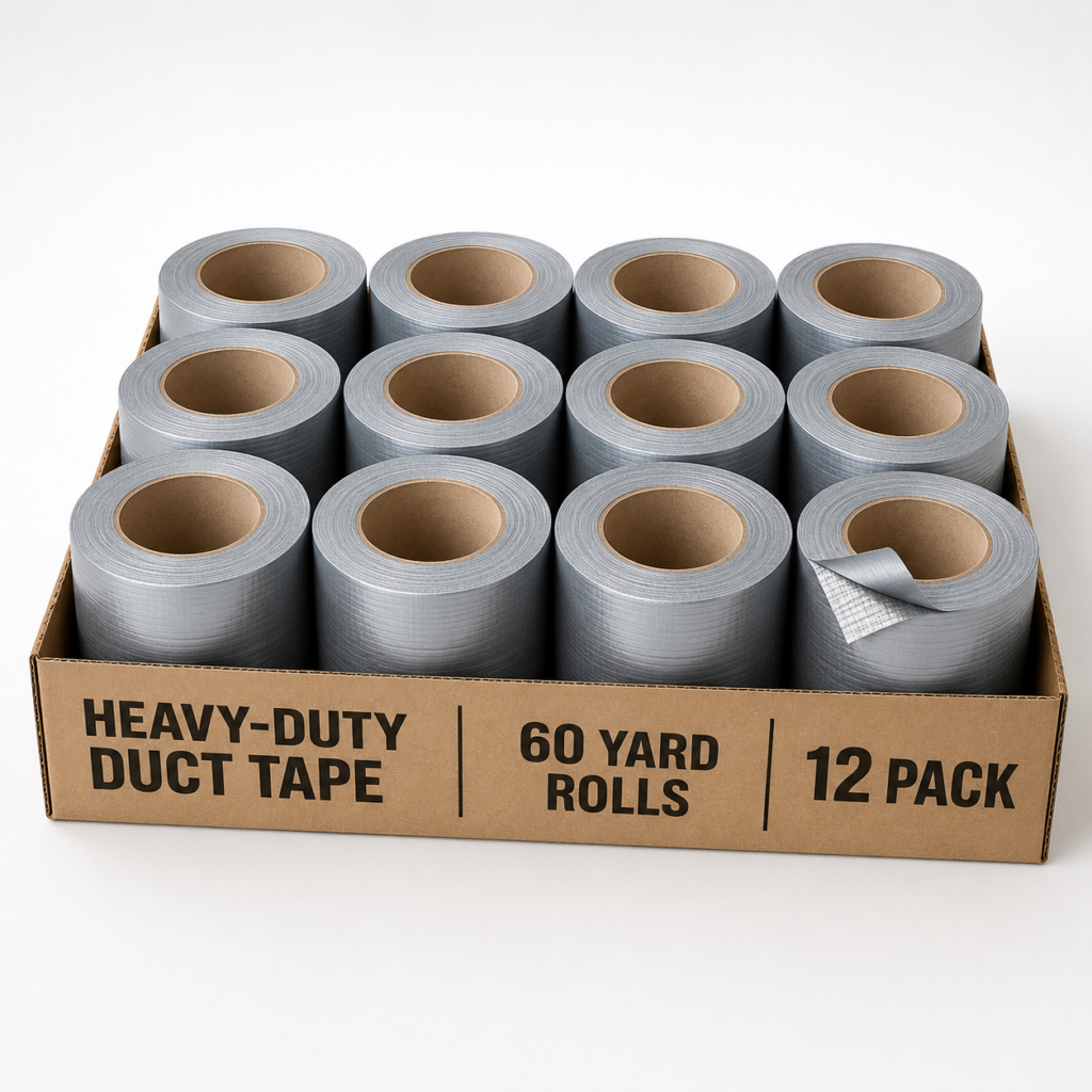 Heavy-Duty Duct Tape — 60 Yard Rolls, 12-Pack