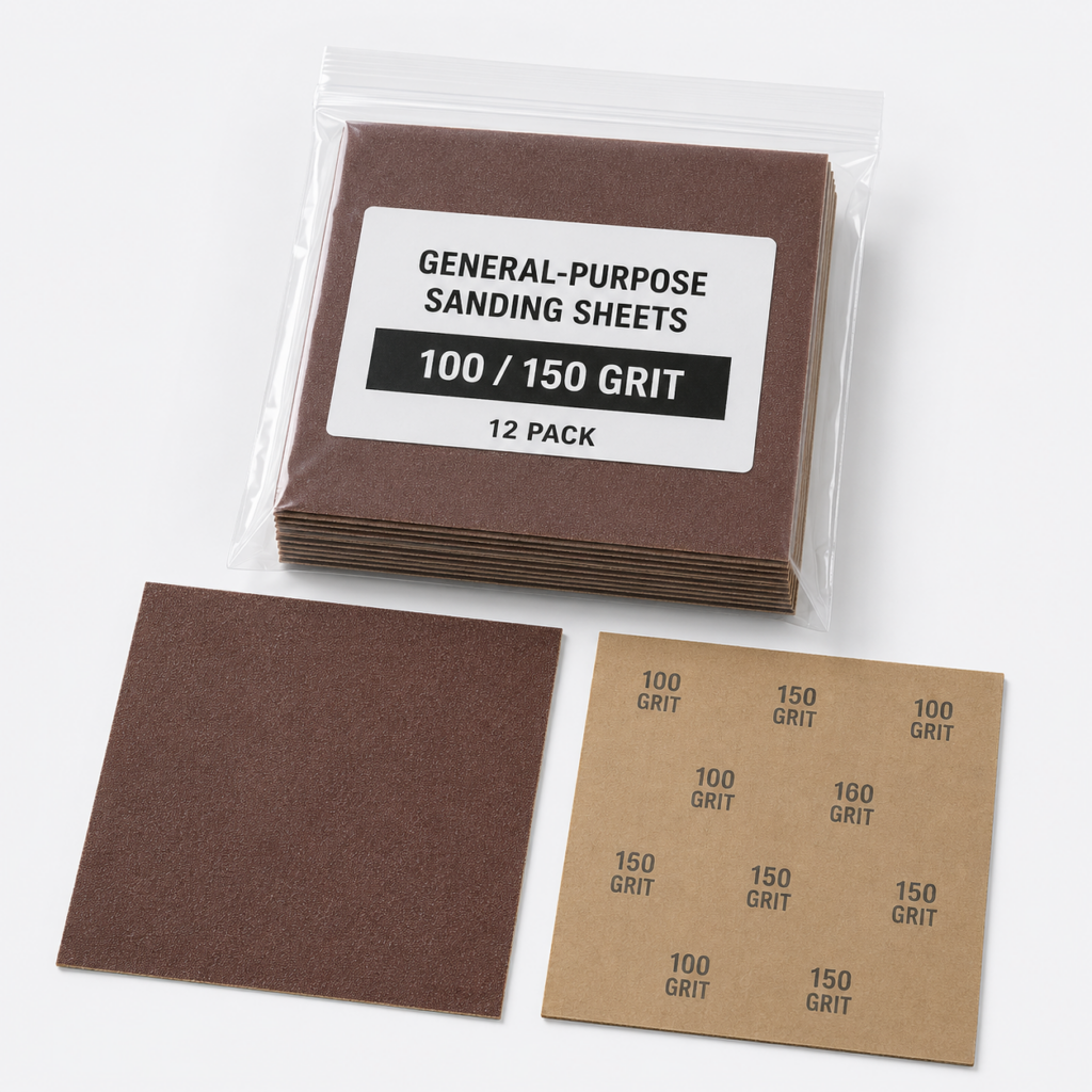 General-Purpose Sanding Sheets — 100/150 Grit, 12-Pack