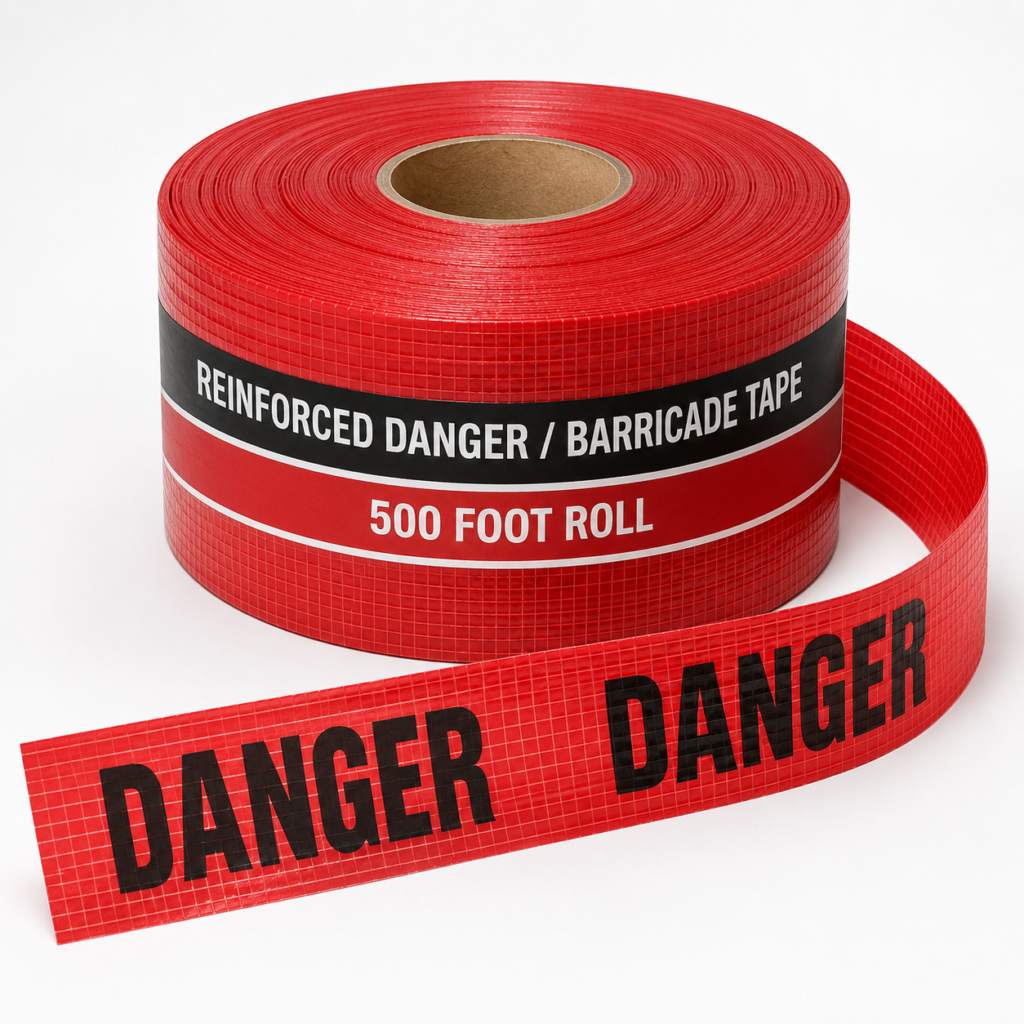 Reinforced Danger / Barricade Marking Tape — 500 Foot Roll