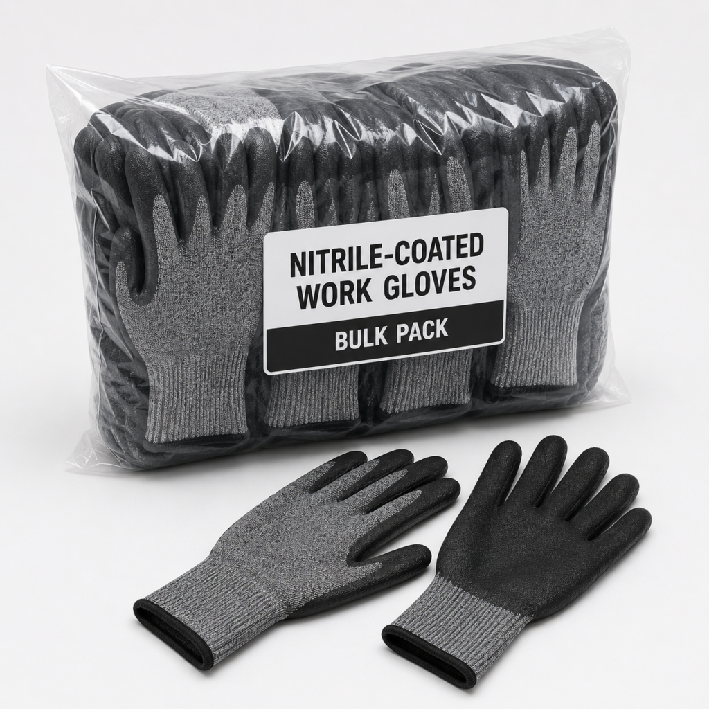 Nitrile-Coated General Work Gloves — Bulk Pack